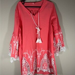 Gibson Latimer Coral Lace-Trimmed Women's Top XL